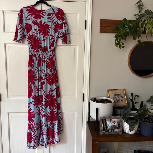 Abel the Label Floral Printed Smocked Waist High Low Midi Maxi Dress Size Medium - Picture 8 of 15
